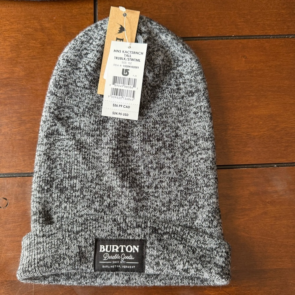 NEW Burton Tall Charcoal Knit Beanie